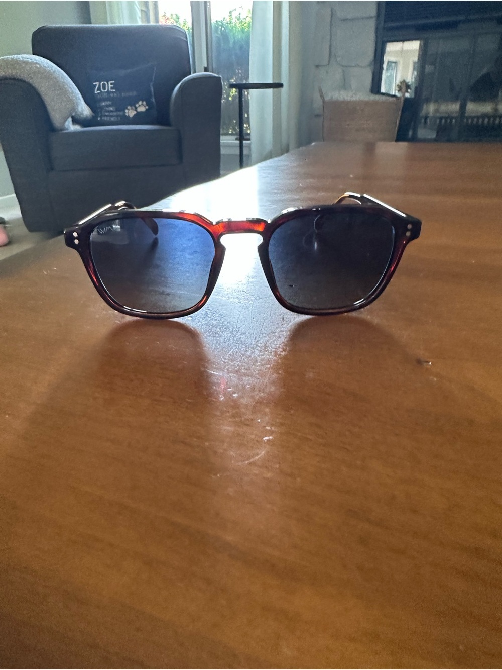 men's wmp francis tortoise sunglasses with blue lenses.